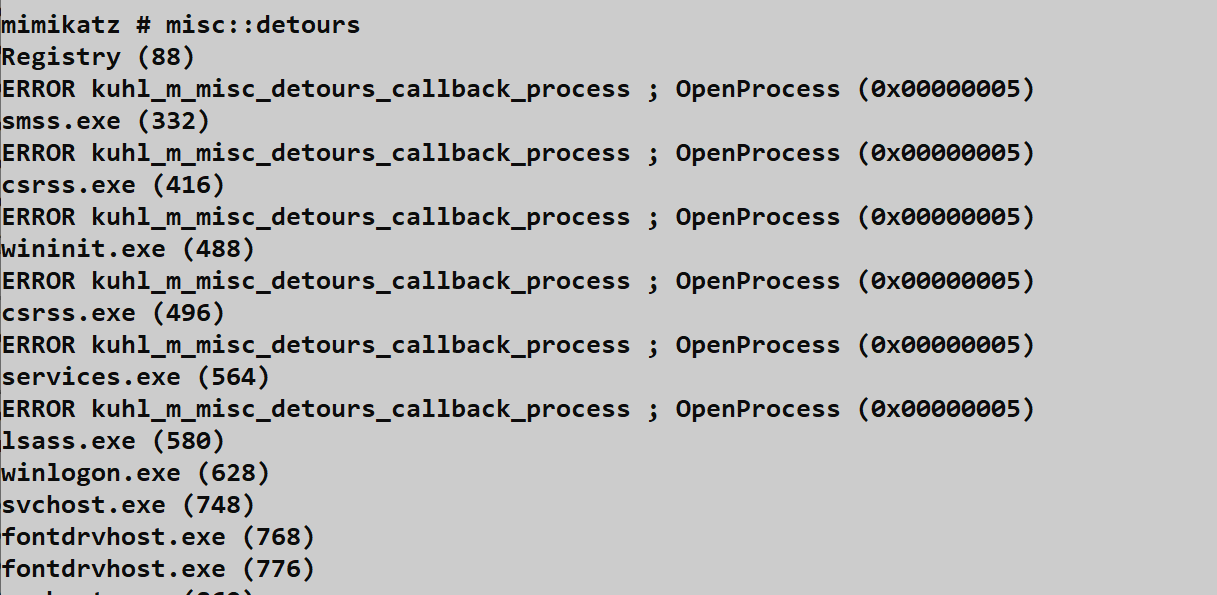 Detours detection output