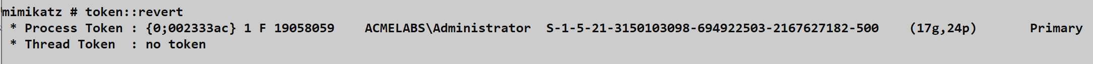 token::revert returning to original context